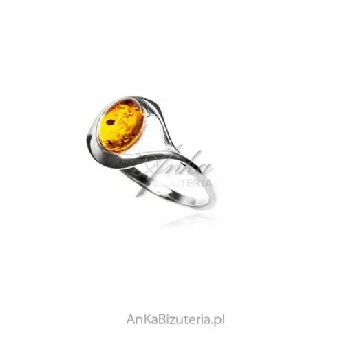 Ankabizuteria.pl Pierścionek srebrny z bursztynem, kolor pomarańczowy