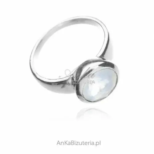 Ankabizuteria.pl Pierścionek srebrny z kamieniem księżycowym, kolor szary