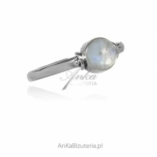 Ankabizuteria.pl Pierścionek srebrny z kamieniem księżycowym - okrągłe oczko