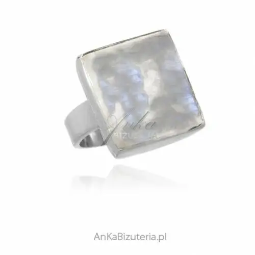 Ankabizuteria.pl Pierścionek srebrny z kamieniem księżycowym w delikatnej, kolor szary