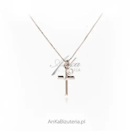 Ankabizuteria.pl śliczny naszyjnik srebrny z krzyżykiem i maleńką cyrkonią