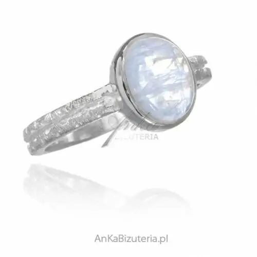 Ankabizuteria.pl Srebrna biżuteria z kamieniem księżycowym - satynowany pierścionek, kolor szary