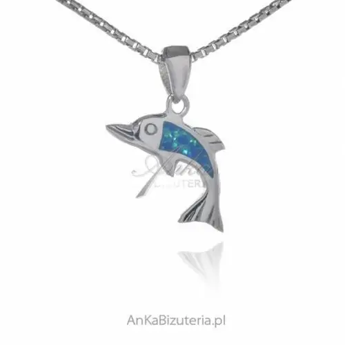 Ankabizuteria.pl Srebrna zawieszka z opalem niebieskim delfinek