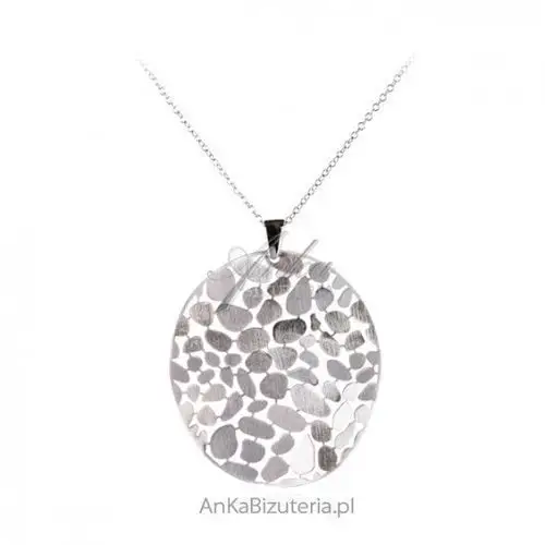 Ankabizuteria.pl Srebrny naszyjnik owalne ażurowe koło - piękna włoska biżuteria, kolor szary