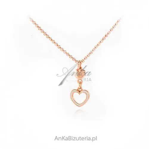 Ankabizuteria.pl Srebrny naszyjnik pozłacany różowym złotem z białym delikatnym, kolor różowy