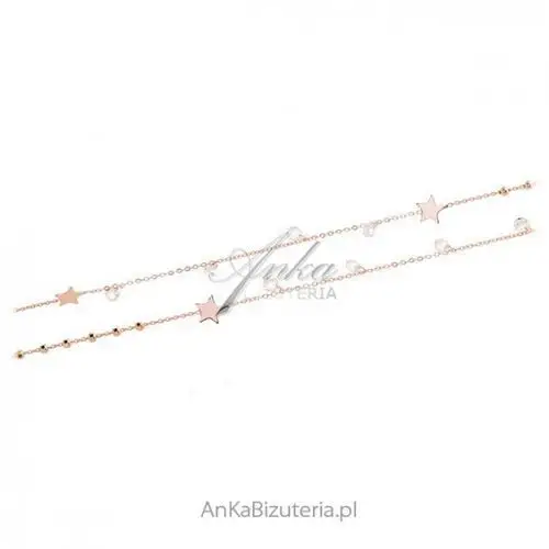 Ankabizuteria.pl Srebrny naszyjnik pozłacany różowym złotem z białymi swarovski, kolor różowy