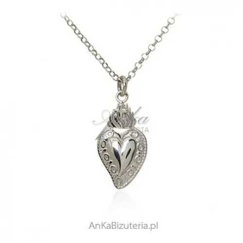 Ankabizuteria.pl Srebrny naszyjnik z sercem - piękna artystyczna biżuteria