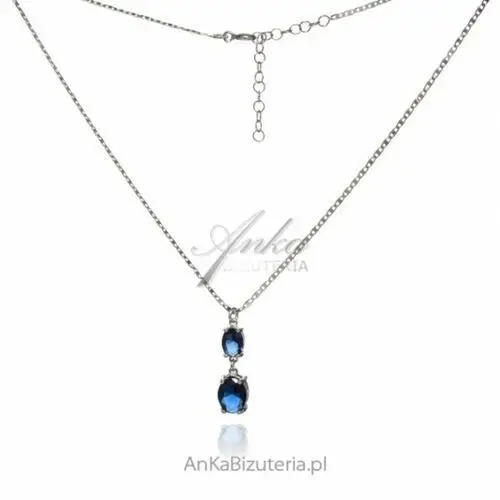 Ankabizuteria.pl Srebrny naszyjnik z szafirowymi cyrkoniami, kolor niebieski