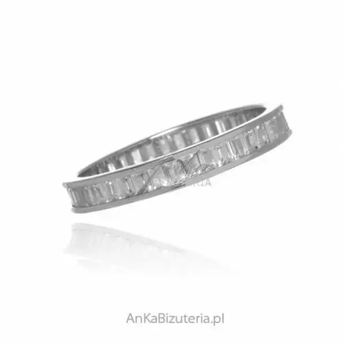 Ankabizuteria.pl Srebrny pierścionek z białymi pięknymi cyrkoniami, kolor biały
