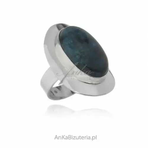 Ankabizuteria.pl Srebrny pierścionek z pięknym niebieskim kamieniem shattuckite - 19