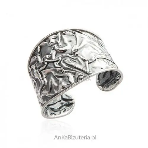 Ankabizuteria.pl Szeroka bransoletka srebrna oksydowana marszczona - biżuteria
