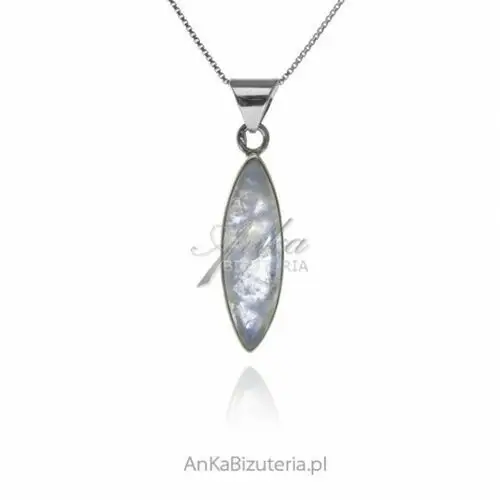 Ankabizuteria.pl Zawieszka srebrna z kamieniem księżycowym podłużna markiza, kolor szary