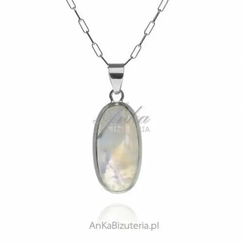 Ankabizuteria.pl Zawieszka srebrna z kamieniem księżycowym - podłużny, kolor szary