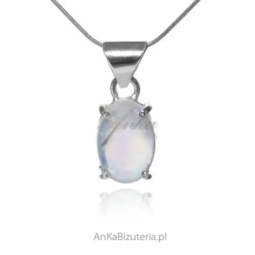 Ankabizuteria.pl Zawieszka srebrna z naturalnym opalem etiopskim - kaboszonem unikat, kolor beżowy