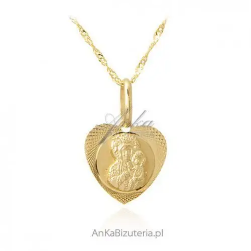 Ankabizuteria.pl Złoty komplet pr. 585 matka boska częstochowska z łańcuszkiem