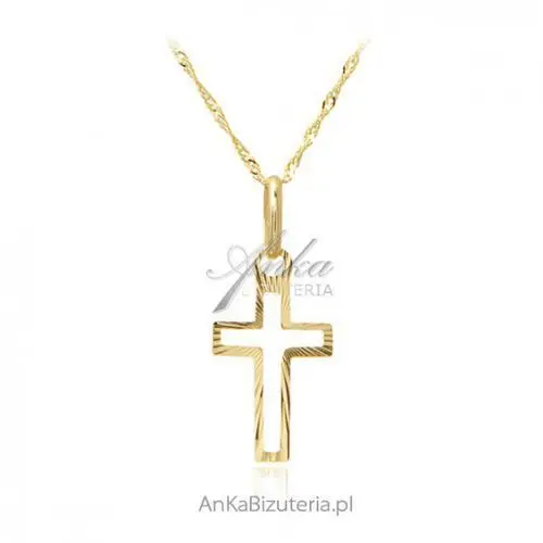 Ankabizuteria.pl Złoty krzyżyk diamentowany z łańcuszkiem - złoto próba 585