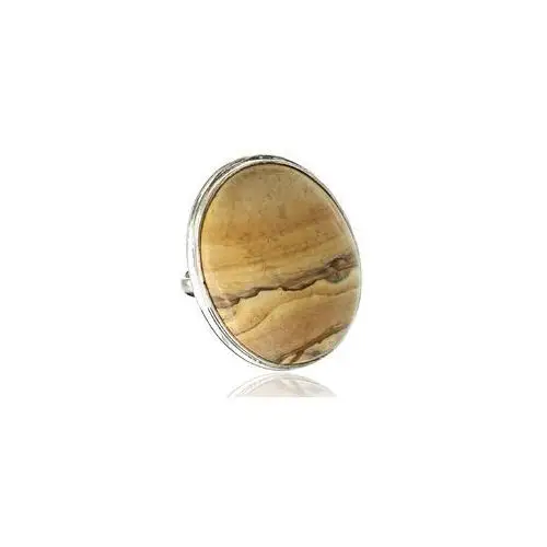 Arande Jaspis pejzażowy piękny duży pierścionek srebro r10-26