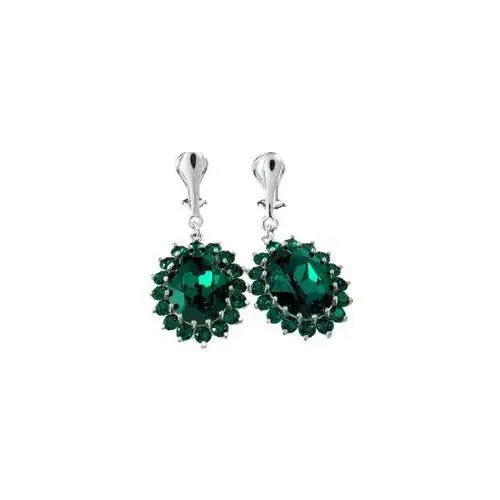 Kryształy Piękne Klipsy Royal Emerald Srebro Certyfikat, 700370