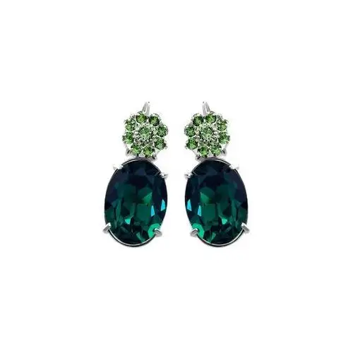 Kryształy Piękne Kolczyki Zielone Emerald Srebro, kolor zielony