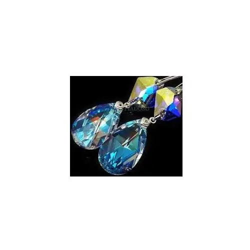 Arande Kryształy piękne kolczyki+wisior blue aurora 28+20