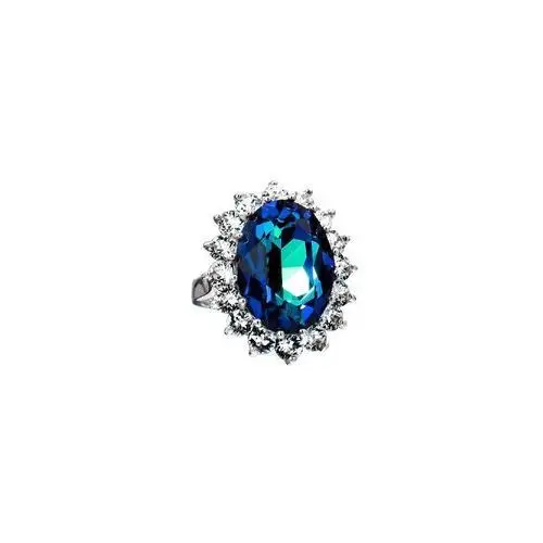 Kryształy piękny pierścionek royal bermuda blue srebro Arande