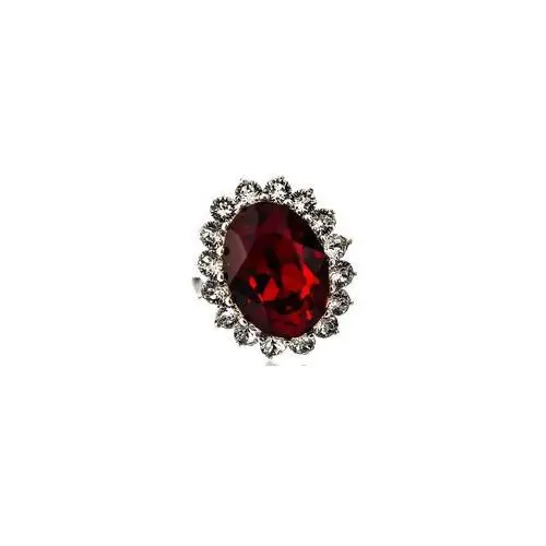 Kryształy Piękny Pierścionek Royal Red Srebro, kolor czerwony