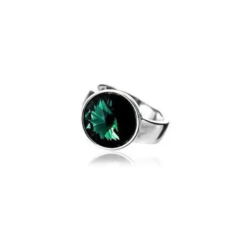 Kryształy Piękny Pierścionek Zielony Paris Emerald Srebro, kolor zielony