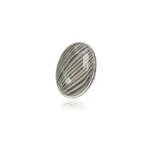 Arande Krzemień pasiasty wyjątkowy duży pierścionek srebro r10-26