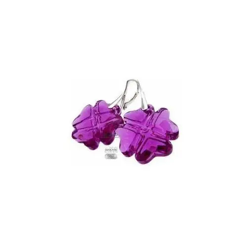 NAJNOWSZE SWAROVSKI kolczyki FUCHSIA CLOVER SREBRO,57