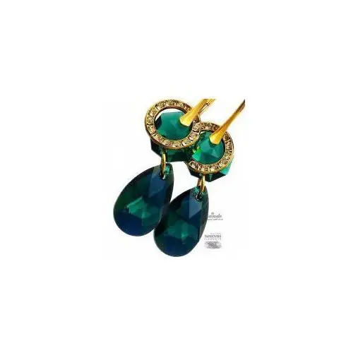 Nowe swarovski piękne kolczyki emerald gold Arande