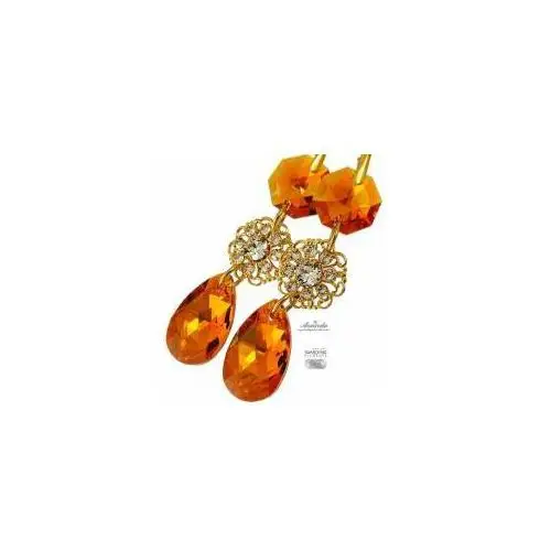 Nowe swarovski piękne kolczyki topaz feel gold Arande