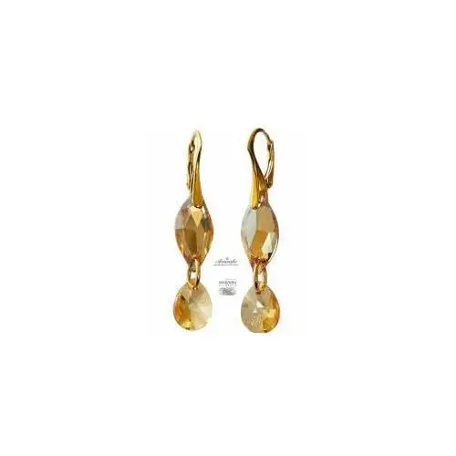 Arande Nowe swarovski unikat kolczyki golden leaf