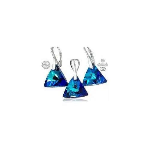 Nowość swarovski piękny komplet blue trio srebro Arande