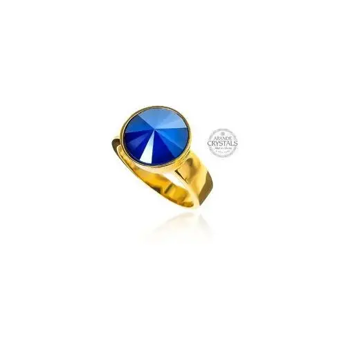 Piękny pierścionek kryształy royal blue paris gold złote srebro certyfikat Arande
