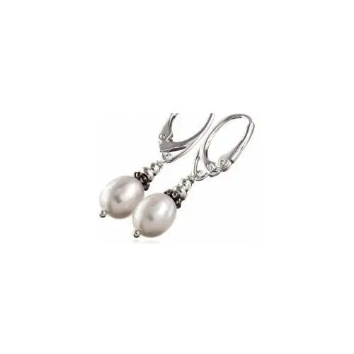 Prawdziwe perły białe kolczyki srebro Arande