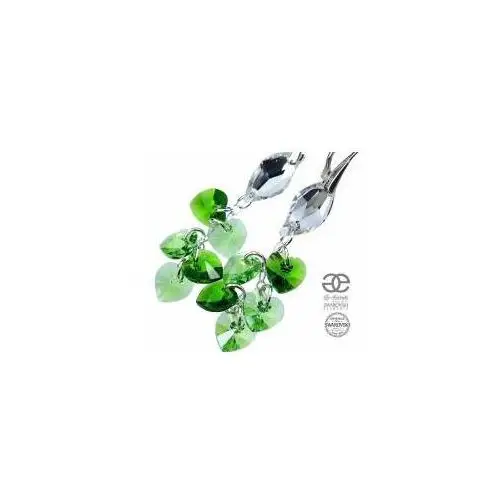 Swarovski długie kolczyki zielone green leaf srebro Arande