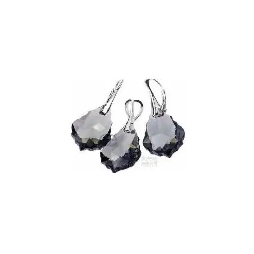 SWAROVSKI duży komplet BLACK DIAMOND BAROQUE SREBRO, 700607