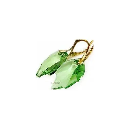 SWAROVSKI kolczyki GREEN LEAF ZŁOTE SREBRO, kolor zielony