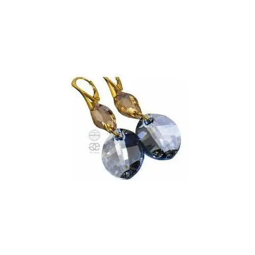 SWAROVSKI piękne długie kolczyki BLUE SHADE GOLD ZŁOTE SREBRO