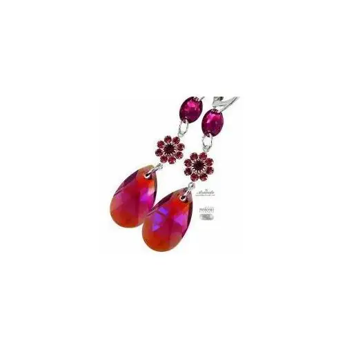 Arande Swarovski piękne kolczyki fuchsia bella srebro