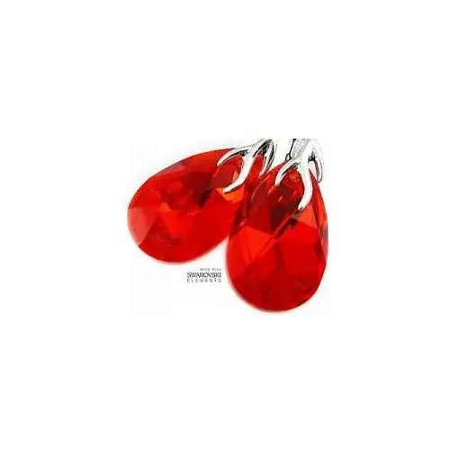 SWAROVSKI piękne ozdobne czerwone kolczyki SREBRO, kolor czerwony