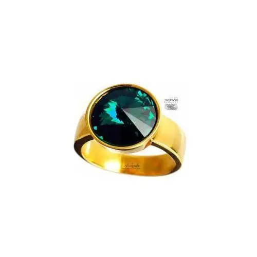 Arande Swarovski piękny pierścionek emerald złote srebro