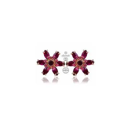 Swarovski Przepiękne Kolczyki Fuchsia Azure Rose Gold