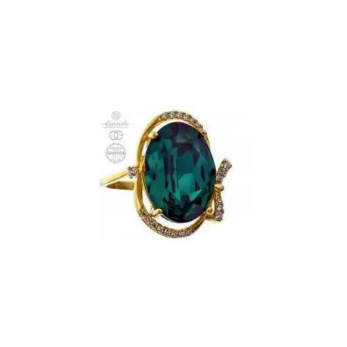 SWAROVSKI przepiękny pierścionek EMERALD ZŁOTE SREBRO