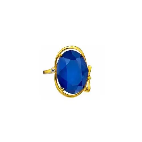 SWAROVSKI przepiękny pierścionek ROYAL BLUE GOLD ZŁOTE SREBRO, kolor niebieski