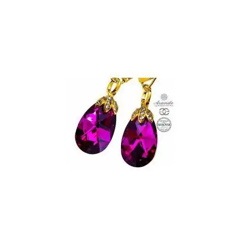 Arande Swarovski special kolczyki fuchsia gold złote srebro