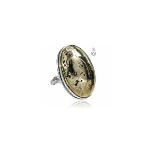 Złoty piryt przepiękny pierścionek srebro 10-26 Arande