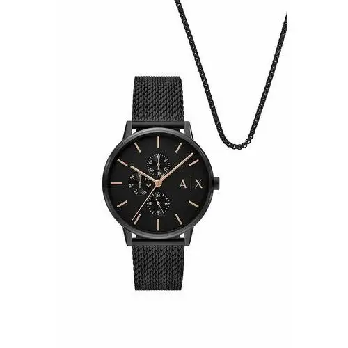 Armani Exchange zegarek i naszyjniki kolor czarny AX7162SET