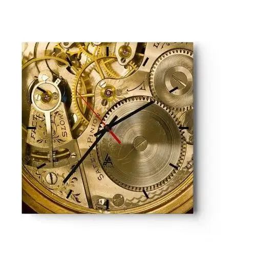 Zegar ścienny Arttor 30x30 cm - Idź z duchem czasu - Cyferblat kreski - Zegar, Mechanizm Zegarowy, Vintage, Czas, Złoty Mechanizm, Do Salonu, Do Sypi