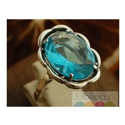 AUCKLAND - srebrny pierścionek z akwamarynem, kolor niebieski